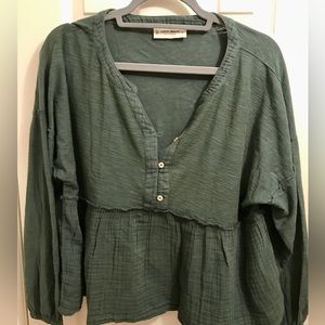 Luck Brand Cotton Gauze Peplum Top Size M